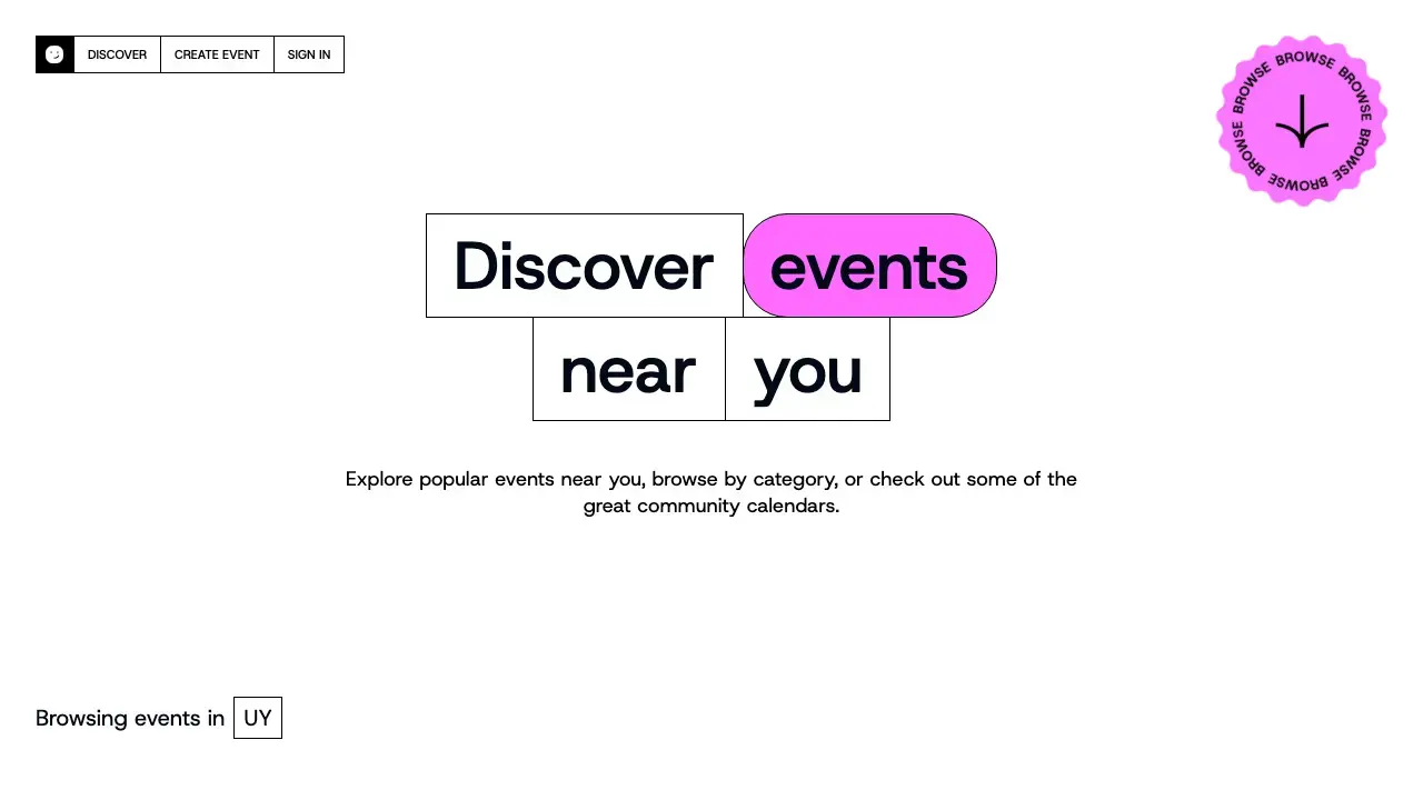 Screenshot of Event platform